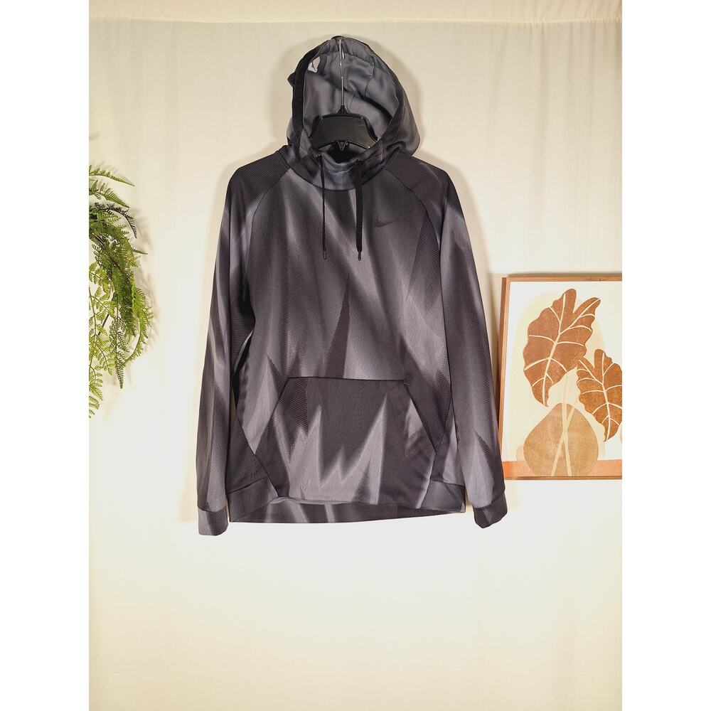 Nike Men's Dri-Fit Pullover Hoodie Sweater Gray/Black Large